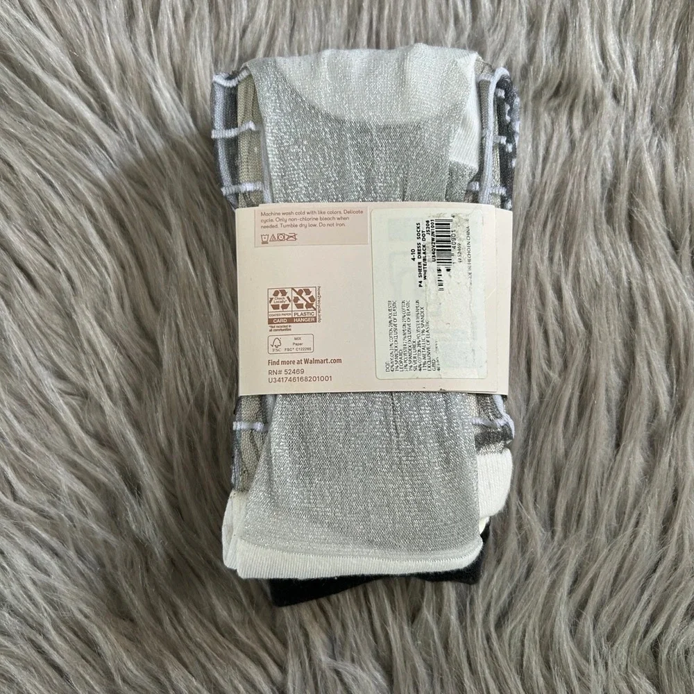 Joyspun Sheer Dress‎ Socks Womens Shoe Size 4-10 Polka Dot Leopard Sliver